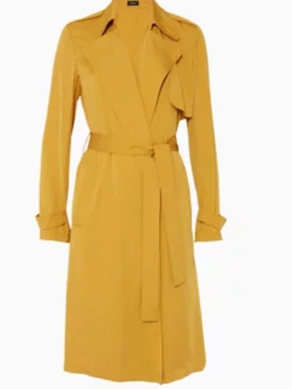 THEORY Oaklane pollen yellow silk mTrench Coat - Women's Belted Long Sleeve